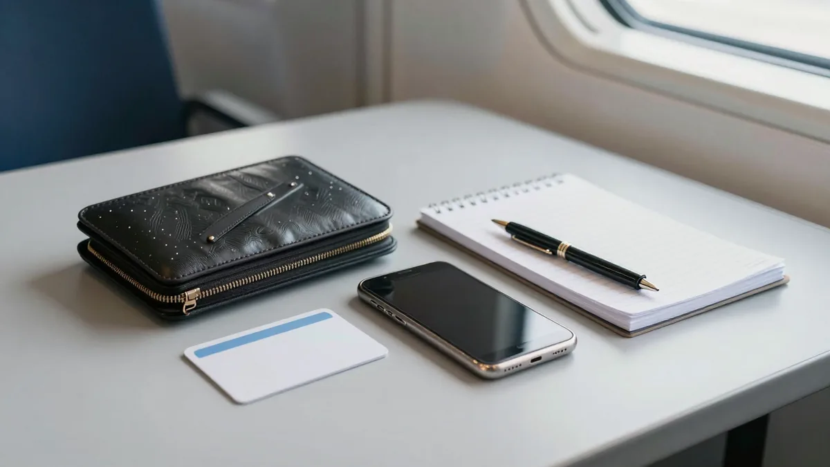 海外旅行中の財布紛失に備えるカード・スマートフォン・連絡メモのイメージ