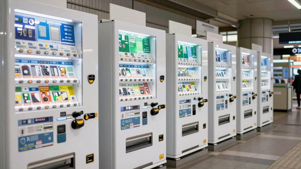 駅に並ぶ指定席券売機